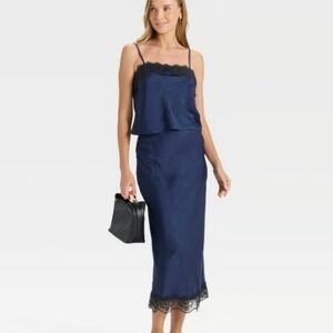 A New Day Lace Trim‎ Midi Skirt